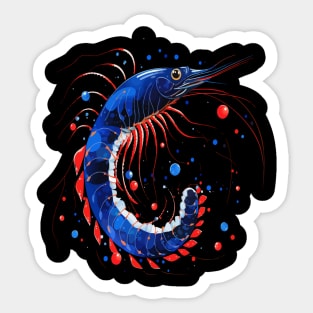 Patriotic Blue Shrimp Sticker